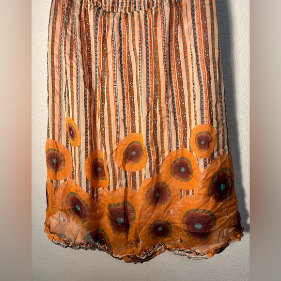 YADA Orange Sleeveless Tube Top Mini Dress w Ruffled Chest Design Unique Print🧡 - Picture 8 of 9